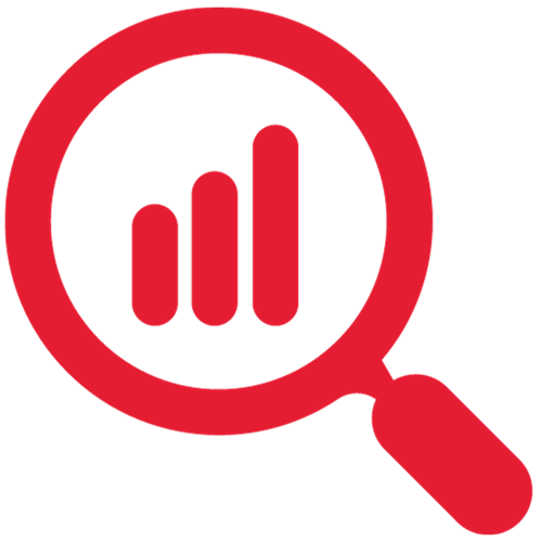 analytical magnifying glass icon